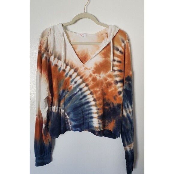 COLSIE Jogger Set XL Pants Cropped Hoodie Top Terry Soft Tie Dye Blue Wh… - Picture 2 of 14